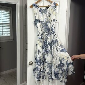 Lane Bryant White & Blue Paisley Dress